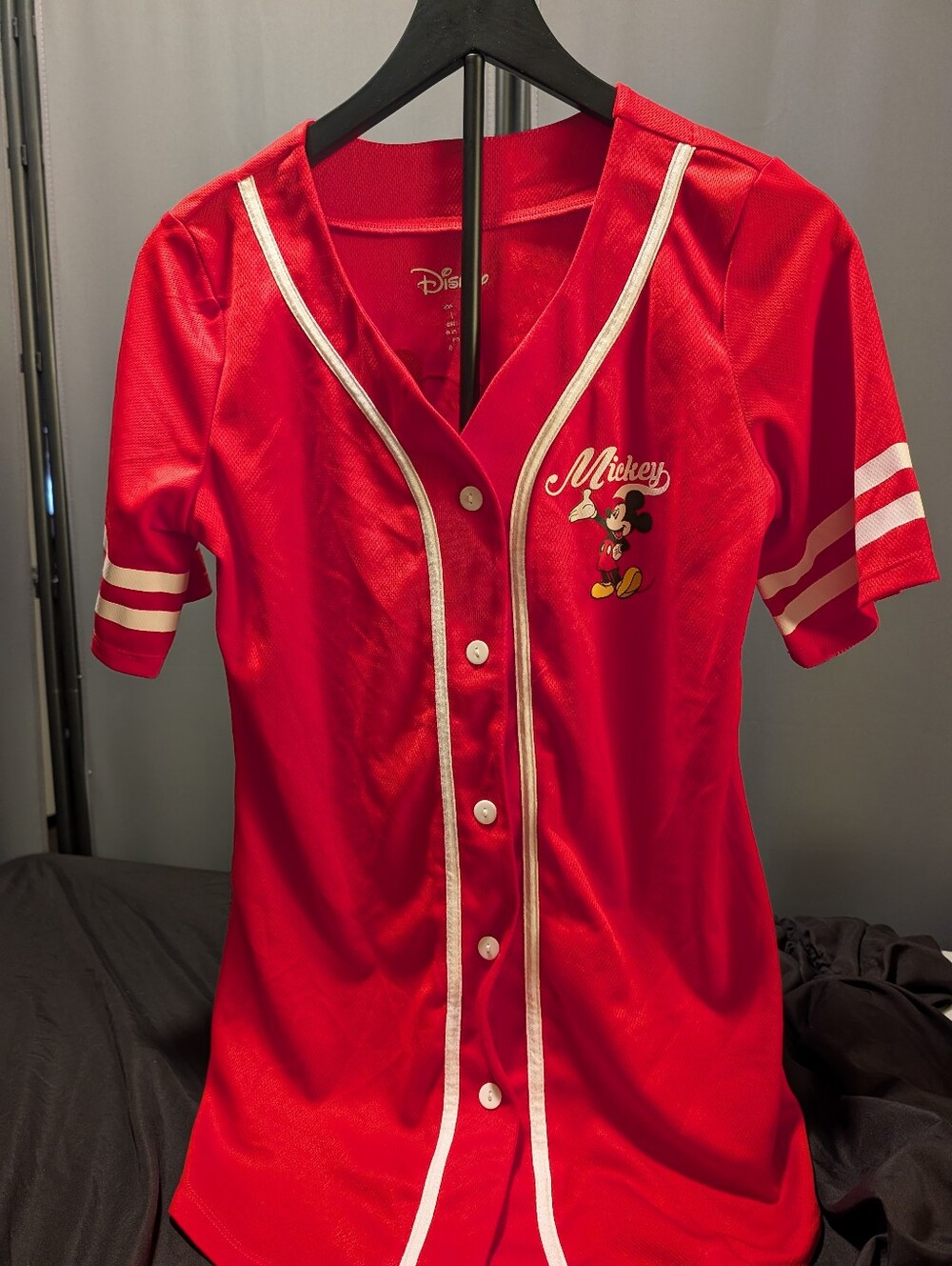 Disney Mickey Mouse Red Women's Mesium Baseball Jersey - Picture 3 of 7